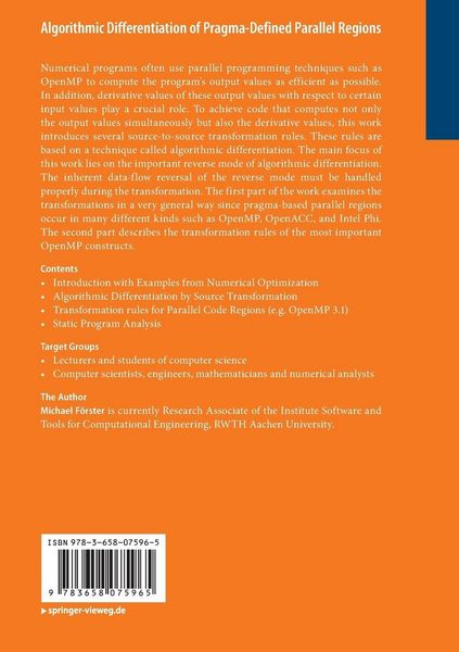 Produktbild: Algorithmic Differentiation of Pragma-Defined Parallel Regions