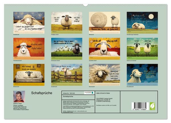 Produktbild: Schafspr&uuml;che (hochwertiger Premium Wandkalender 2026 DIN A2 quer), Kunstdruck in Hochglanz