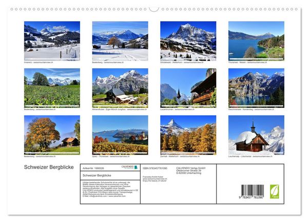 Produktbild: Schweizer Bergblicke (hochwertiger Premium Wandkalender 2026 DIN A2 quer), Kunstdruck in Hochglanz
