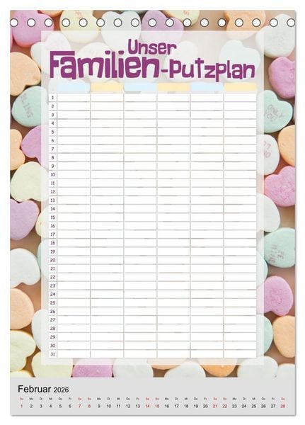 Produktbild: Unser Familien-Putzplan & Kalender 2026 (Tischkalender 2026 DIN A5 hoch), CALVENDO Monatskalender