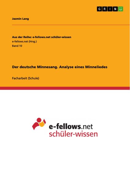Produktbild: Der deutsche Minnesang. Analyse eines Minneliedes