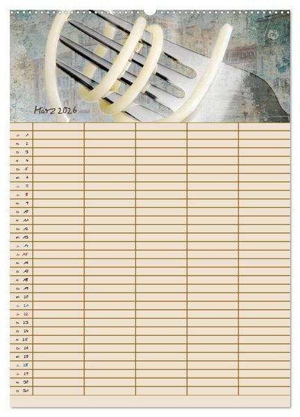 Produktbild: Italienische K&uuml;che mit Familienplaner (hochwertiger Premium Wandkalender 2026 DIN A2 hoch), Kunstdruck in Hochglanz