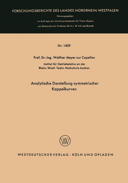 Produktbild: Analytische Darstellung symmetrischer Koppelkurven