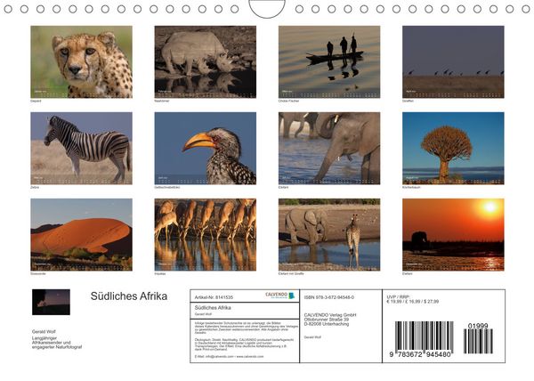 Produktbild: S&uuml;dliches Afrika (Wandkalender 2022 DIN A4 quer)