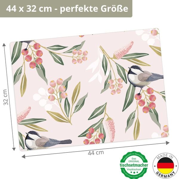 Produktbild: Tischsetmacher Tischsets Meisen mit Beeren, aus hochwertigem Vinyl (4 St&uuml;ck), 44 x 32 cm