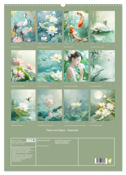 Produktbild: Tiere und Natur - Asienstil (Wandkalender 2026 DIN A2 hoch), CALVENDO Monatskalender