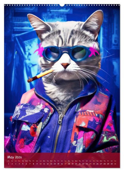 Produktbild: Crazy gangster cats (Wall Calendar 2026 DIN A2 portrait), CALVENDO 12 Month Wall Calendar