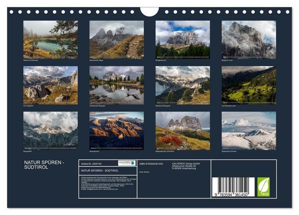 Produktbild: NATUR SP&Uuml;REN - S&Uuml;DTIROL (Wandkalender 2027 DIN A4 quer), CALVENDO Monatskalender