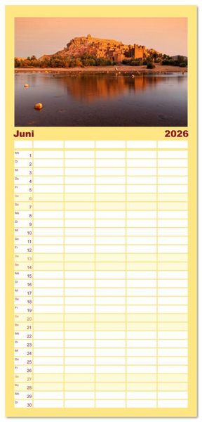 Produktbild: Familienplaner 2026 - Marokko, ein lebendiges Mosaik voller Farben. mit 5 Spalten (Wandkalender, 21 x 45 cm) CALVENDO