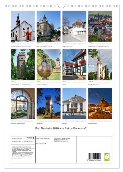 Produktbild: Bad Nauheim 2026 von Petrus Bodenstaff (Wandkalender 2026 DIN A3 hoch), CALVENDO Monatskalender