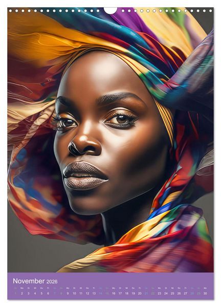 Produktbild: Afrikanische Frauen - Portraits im Stil der afrikanischen Kultur (Wandkalender 2026 DIN A3 hoch), CALVENDO Monatskalender