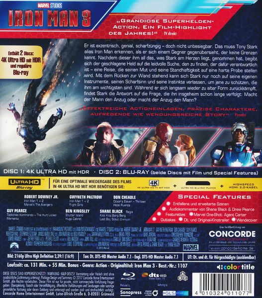 Produktbild: Iron Man 3 (4K Ultra HD) (+ Blu-ray)