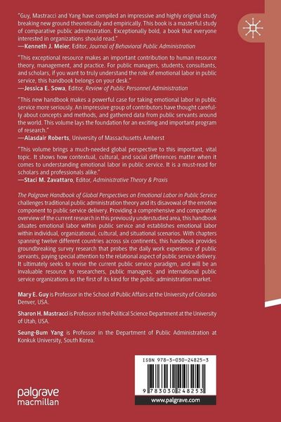 Produktbild: The Palgrave Handbook of Global Perspectives on Emotional Labor in Public Service