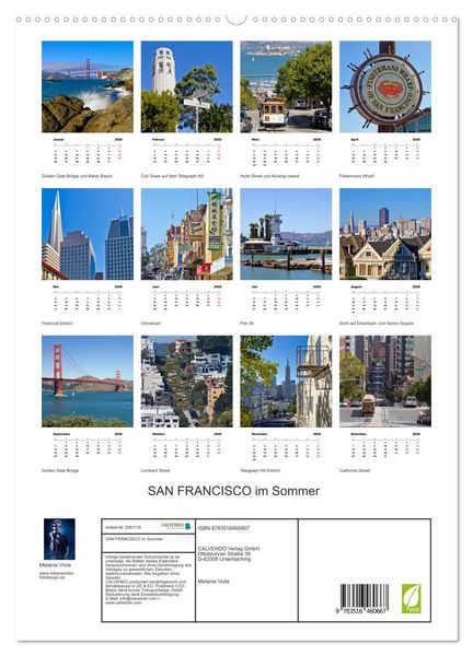 Produktbild: SAN FRANCISCO im Sommer (hochwertiger Premium Wandkalender 2026 DIN A2 hoch), Kunstdruck in Hochglanz