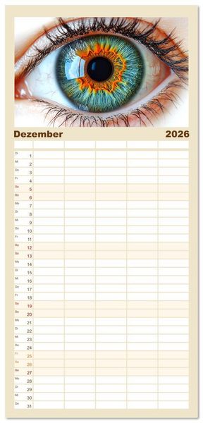 Produktbild: Familienplaner 2026 - Iris Kunstkalender - Die faszinierende Welt der magischen Augen mit 5 Spalten (Wandkalender, 21 x 45 cm) CALVENDO