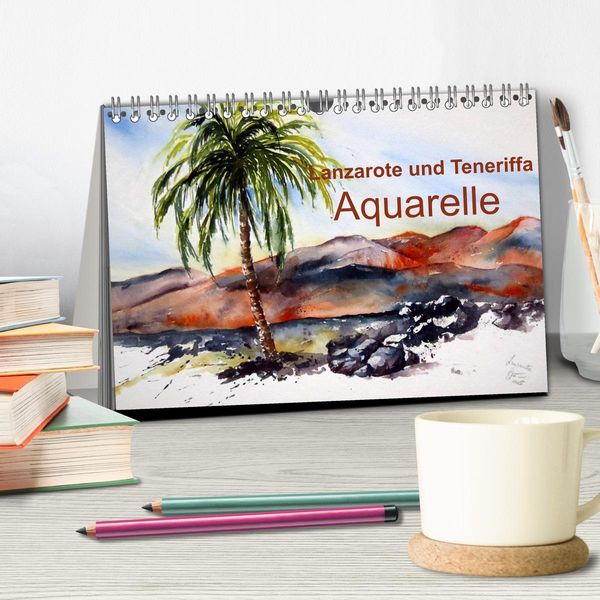 Produktbild: Lanzarote und Teneriffa - Aquarelle (Tischkalender 2026 DIN A5 quer), CALVENDO Monatskalender