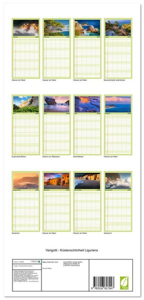 Produktbild: Familienplaner 2026 - Varigotti - K&uuml;stensch&ouml;nheit Liguriens mit 5 Spalten (Wandkalender, 21 x 45 cm) CALVENDO