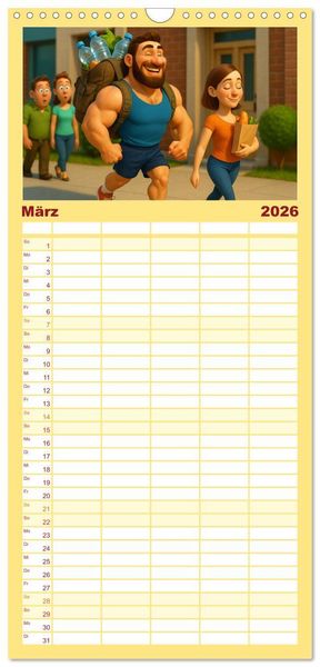 Produktbild: Familienplaner 2026 - Meine Familie, Kraftsport und ich mit 5 Spalten (Wandkalender, 21 x 45 cm) CALVENDO