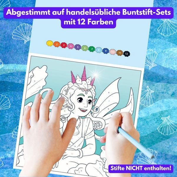 Produktbild: Malen nach Zahlen Glitzer-Malbuch Meerjungfrauen