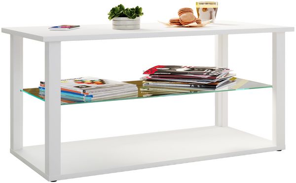 Produktbild: Holz Sofatisch Couchtisch Glas Tisch Wanilo L