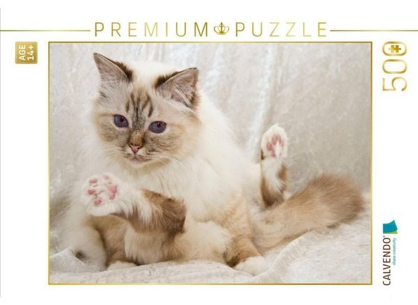 CALVENDO Puzzle Süße Heilige Birma Katze | 500 Teile Lege-Größe 48 × 36 cm Foto-Puzzle für Erwachsene