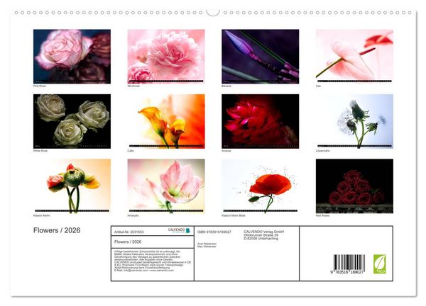 Produktbild: Flowers / 2026 (hochwertiger Premium Wandkalender 2026 DIN A2 quer), Kunstdruck in Hochglanz