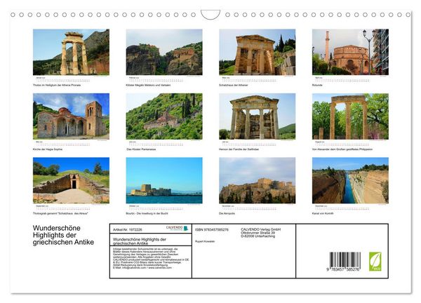 Produktbild: Wundersch&ouml;ne Highlights der griechischen Antike (Wandkalender 2026 DIN A3 quer), CALVENDO Monatskalender