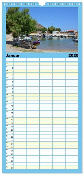 Produktbild: Familienplaner 2026 - Kretas Wilder Westen mit 5 Spalten (Wandkalender, 21 x 45 cm) CALVENDO