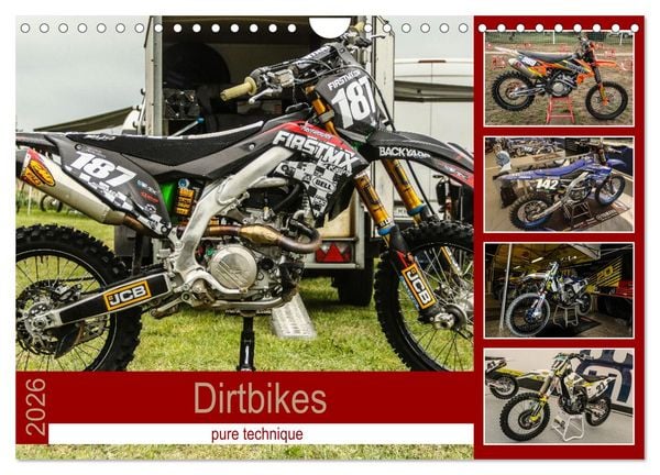 Dirtbikes - pure technique (Wandkalender 2026 DIN A4 quer), CALVENDO Monatskalender