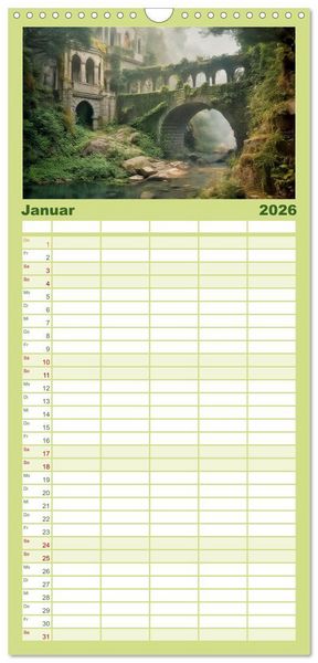Produktbild: Familienplaner 2026 - Im Reich der Elben mit 5 Spalten (Wandkalender, 21 x 45 cm) CALVENDO