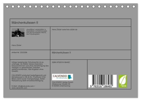 Produktbild: M&auml;rchenkulissen II (Tischkalender 2026 DIN A5 quer), CALVENDO Monatskalender
