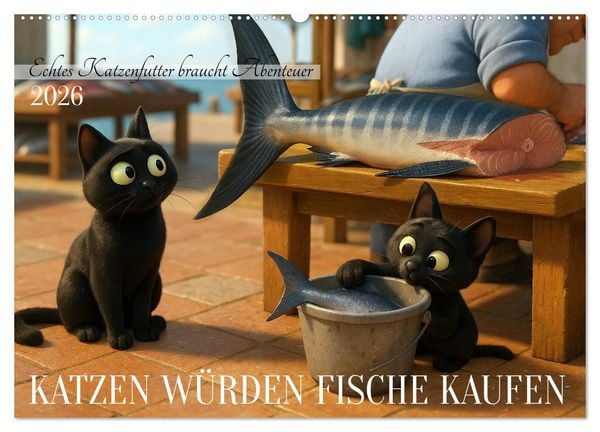 Katzen würden Fische kaufen (Wandkalender 2026 DIN A2 quer), CALVENDO Monatskalender