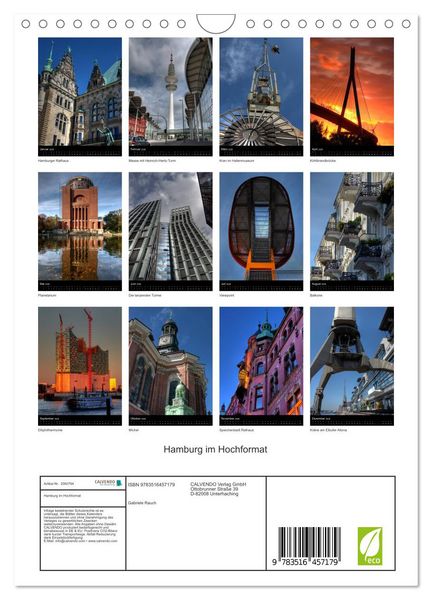 Produktbild: Hamburg im Hochformat (Wandkalender 2026 DIN A4 hoch), CALVENDO Monatskalender