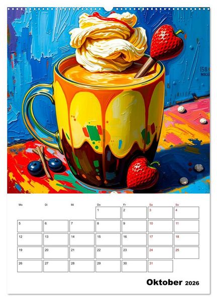Produktbild: Kaffee trifft Kunst - Aromatische Pinselstriche (hochwertiger Premium Wandkalender 2026 DIN A2 hoch), Kunstdruck in Hochglanz