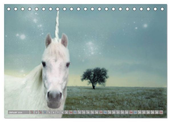 Produktbild: Fabeltier Einhorn (Tischkalender 2026 DIN A5 quer), CALVENDO Monatskalender