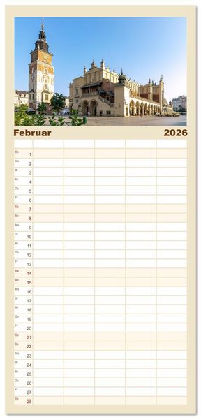 Produktbild: Familienplaner 2026 - Polen. Von Krakau bis Danzig: Bilder voller Atmosph&auml;re mit 5 Spalten (Wandkalender, 21 x 45 cm) CALVENDO