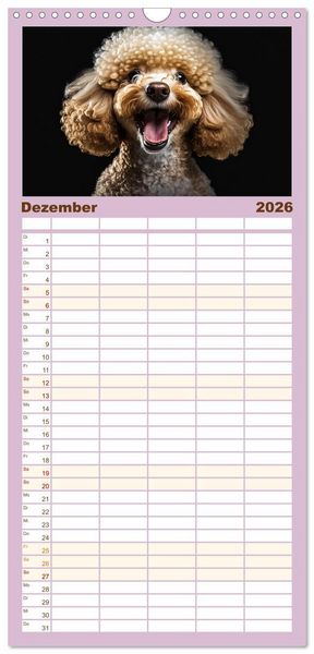Produktbild: Familienplaner 2026 - Hunde Portr&auml;ts mit 5 Spalten (Wandkalender, 21 x 45 cm) CALVENDO
