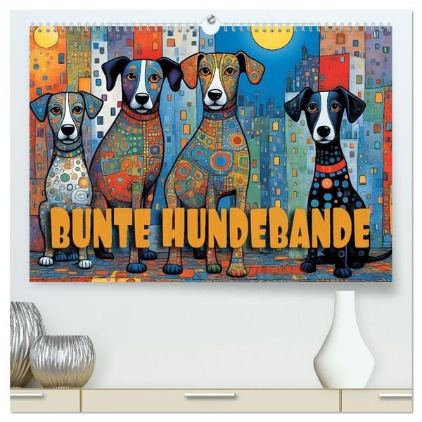 Produktbild: Bunte Hundebande (hochwertiger Premium Wandkalender 2026 DIN A2 quer), Kunstdruck in Hochglanz
