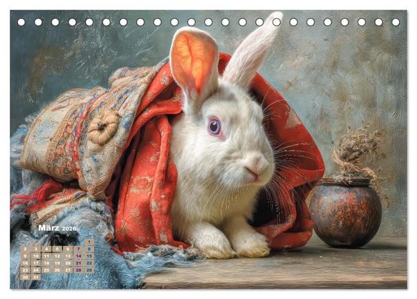 Produktbild: Kaninchenportraits &ndash; Szenen voller Charme (Tischkalender 2026 DIN A5 quer), CALVENDO Monatskalender