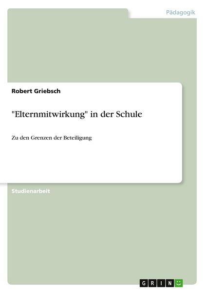 Produktbild: "Elternmitwirkung" in der Schule