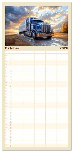 Produktbild: Familienplaner 2026 - Giganten der Stra&szlig;e mit 5 Spalten (Wandkalender, 21 x 45 cm) CALVENDO
