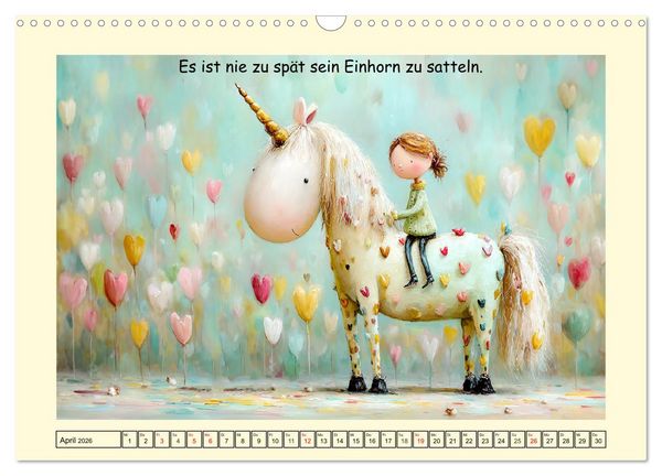Produktbild: Einhornzauber. Liebliche Unicorn-Weisheiten (Wandkalender 2026 DIN A3 quer), CALVENDO Monatskalender