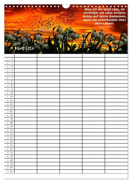 Produktbild: ein Planer mit biblischer Weisheit aus den Spr&uuml;chen Salomos (Wandkalender 2026 DIN A3 hoch), CALVENDO Monatskalender