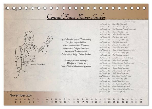 Produktbild: Von Mozart bis Beethoven (Tischkalender 2026 DIN A5 quer), CALVENDO Monatskalender