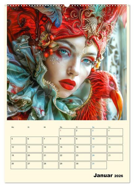 Produktbild: Surreale Frauenportraits im venezianischen Stil - Planer (Wandkalender 2026 DIN A2 hoch), CALVENDO Monatskalender