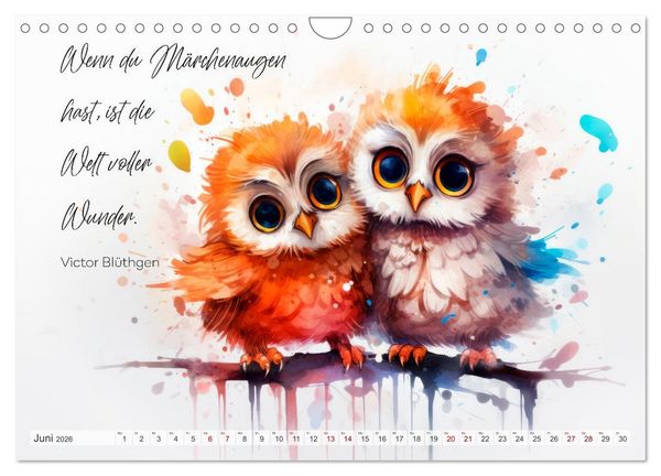 Produktbild: MOTIVATION Spr&uuml;che mit s&uuml;&szlig;en Tierkindern (Wandkalender 2026 DIN A4 quer), CALVENDO Monatskalender
