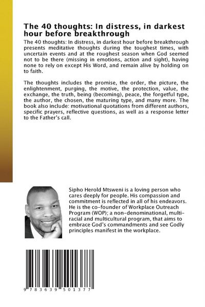 Produktbild: The 40 thoughts: In distress, in darkest hour before breakthrough