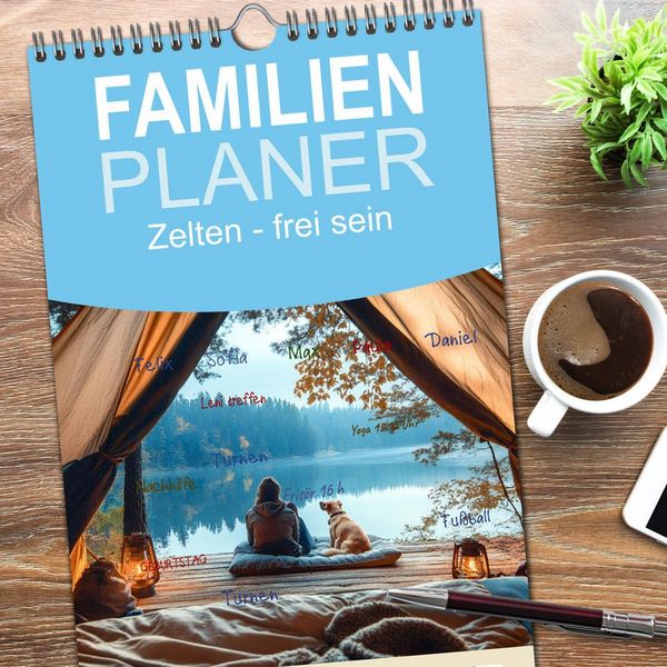Produktbild: Familienplaner 2026 - Zelten - frei sein mit 5 Spalten (Wandkalender, 21 x 45 cm) CALVENDO