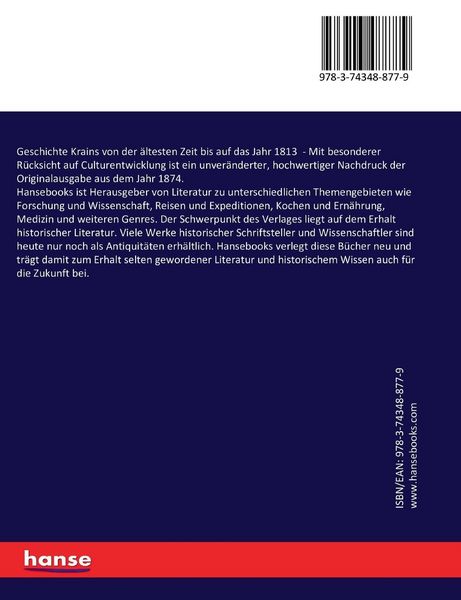 Produktbild: Geschichte Krains von der &auml;ltesten Zeit bis auf das Jahr 1813