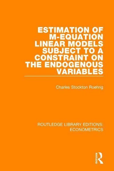 Produktbild: Roehrig, C: Estimation of M-equation Linear Models Subject t